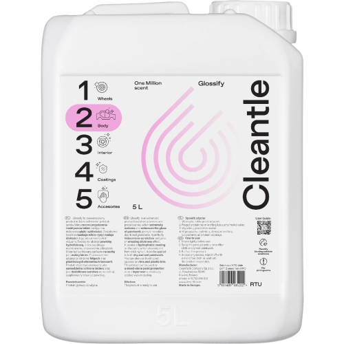 CLEANTLE GLOSSIFY 5L sealant do lakieru, przyciemnia i maskuje rysy